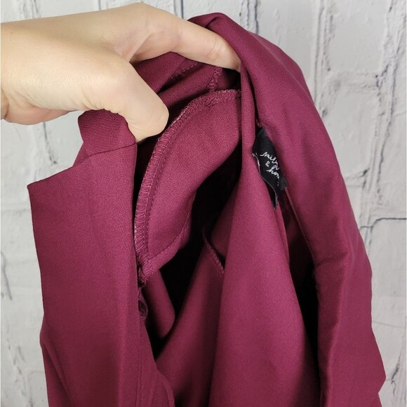 Milk & Honey burgundy red long sleeve belted wrap short blazer dress - Picture 10 of 10